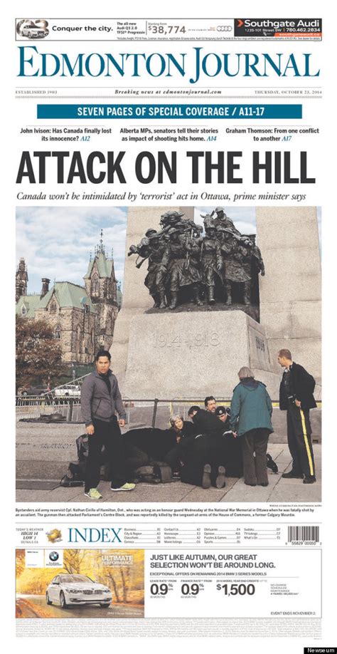 canadian newspapers cover ottawa shooting  collective shock huffpost