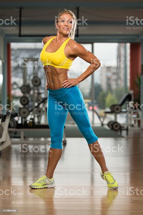 Portrait Of Sexy Mature Woman In Fitness Center Stock