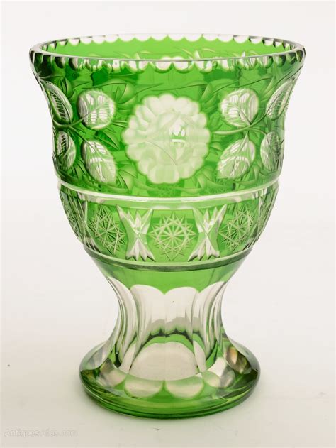 Antiques Atlas Clear And Green Cut Glass Vase Circa 1900
