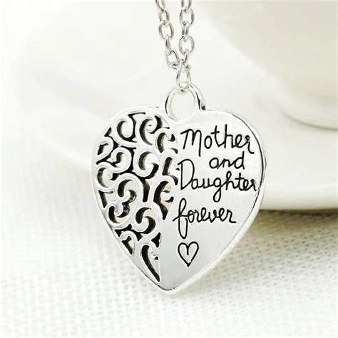 250pcs lot silver color mother and daughter heart necklace hot selling
