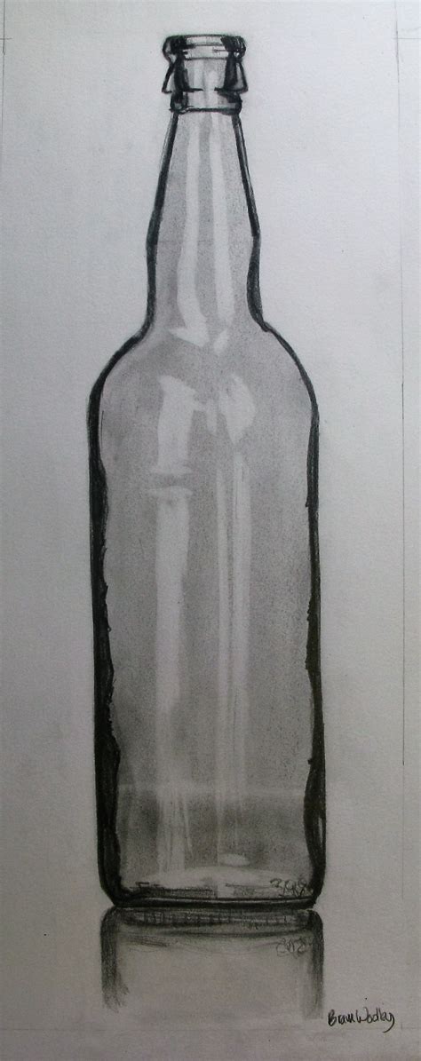 Glass Bottle Pencil Drawing 02 By Woolleybrammoth On