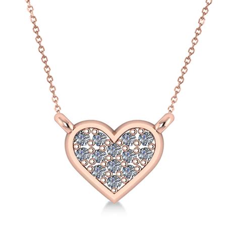 diamond heart pendant necklace  rose gold ct ad