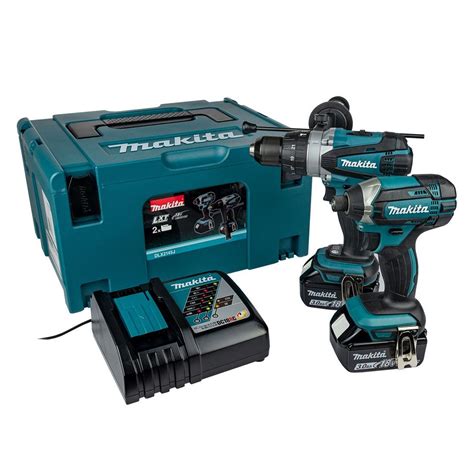 Makita Dlx2145j 18v Cordless Twin Kit Dhp458 Combi Drill And Dtd152