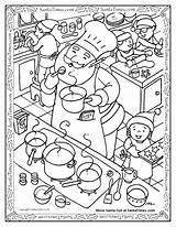 Coloring Cooking Pages Kitchen Santa Utensils Drawing Printable Pizza Preschool Getcolorings Getdrawings Christmas Food Color sketch template