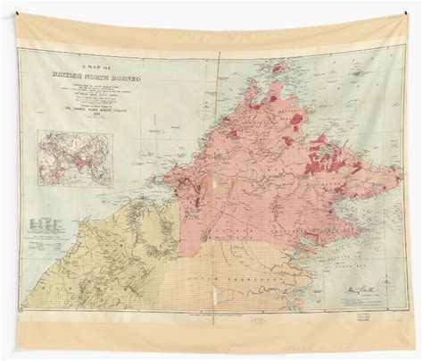 map  british north borneo  wall tapestries  allhistory redbubble