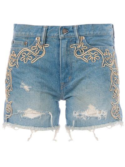 mihara yasuhiro embroidered denim short l eclaireur paris france light blue cotton shorts
