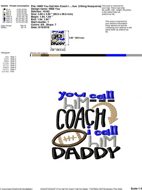 call  coach  call  daddy football boy embroidery  cutting option hoopmama