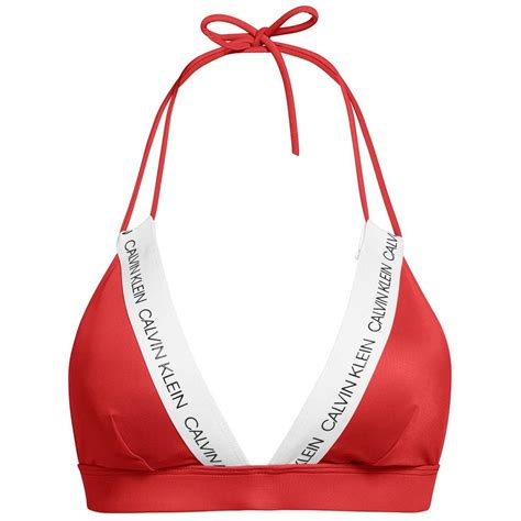 Calvin Klein Women Swimwear Ck Logo Triangle Bikini Top Laras Lipstick