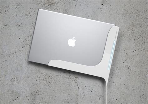 quirky ideations   wall mounted macbook pro docking station     led charging