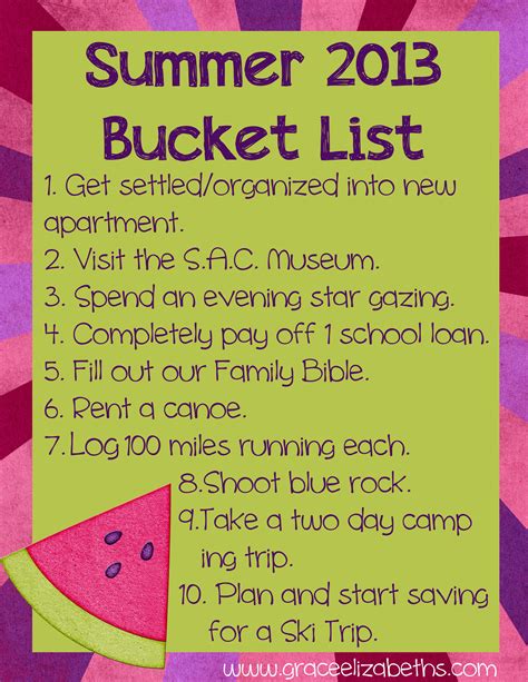 Date Night Summer Bucket List Grace Elizabeth S