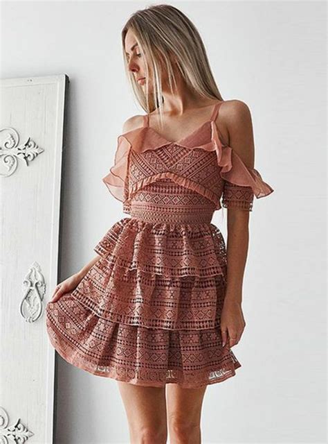 Pink Spaghetti Straps Backless Mini Tiered Homecoming Dress Cute