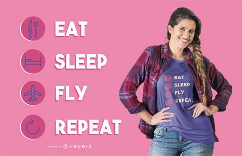 eat sleep fly repeat t shirt design vector download