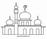 Masjid Mewarnai Template Nabawi Kelas Lomba Marimewarnai Alquranmulia Pemandangan Tk sketch template