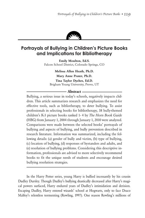 portrayals  bullying  childrens picture books