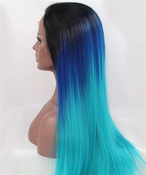 straight long wig  color bbluelight blue ombre synthetic wig msbuycom