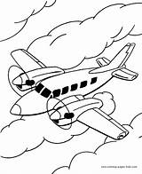 Coloring Pages Airplane Transportation Airplanes Clouds Color Printable Kids Sheets Found sketch template