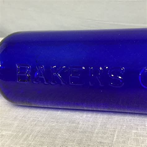 vintage baker s choice glass rolling pin cobalt blue