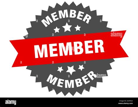 member sign member red black circular band label stock vector image