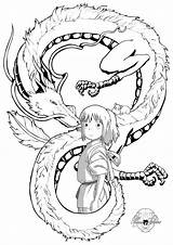 Chihiro Haku Ghibli Viaje Spirited Mononoke Latorre Voyage Viagem Estudio Drawings Zeichnen Kawaii Ins Zauberland Sen Tatuaje Getcolorings Dragón Chihiros sketch template