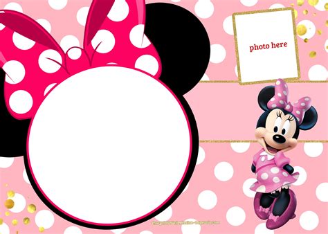 printable minnie mouse pinky birthday invitation template drevio