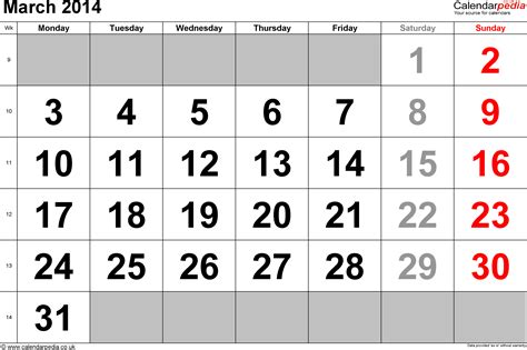 calendar march 2014 uk bank holidays excel pdf word