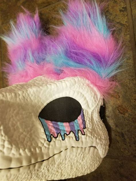 dino raptor mask furry dino rainbow drip customizable dino etsy canada