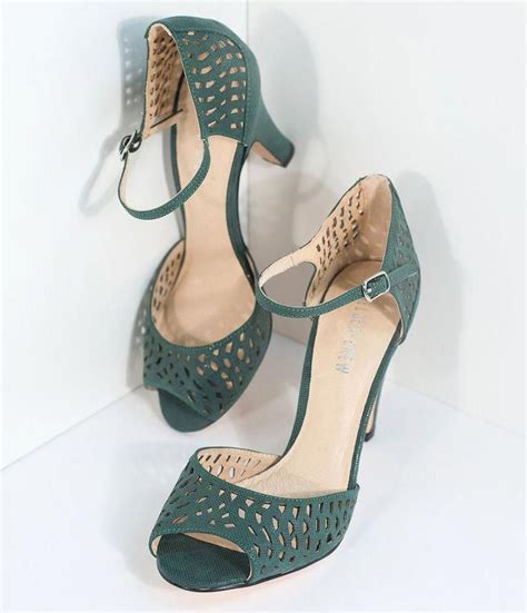 emerald green peep toe d orsay liza heels unique vintage