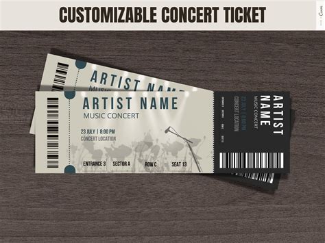 editable concert ticket template personalized concert ticket etsy uk