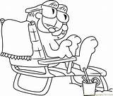 Coloring Garfield Chair Beach Sitting Pages Coloringpages101 Getcolorings Color sketch template