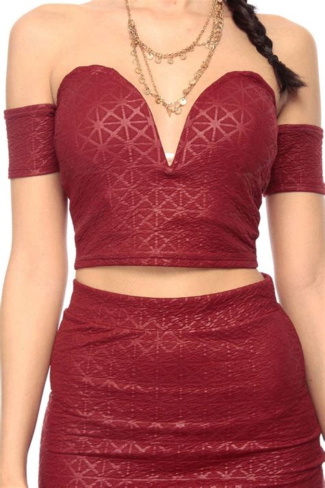 burgundy plunging crop top cicihot top shirt clothing online store