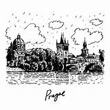 Prague Charles Bridge Czech Republic Sketch Dreamstime Drawn Graphic Vector Hand Illustrations Vectors Stock sketch template