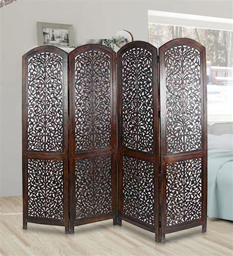 buy solid wood room divider  brown colour  wooden twist