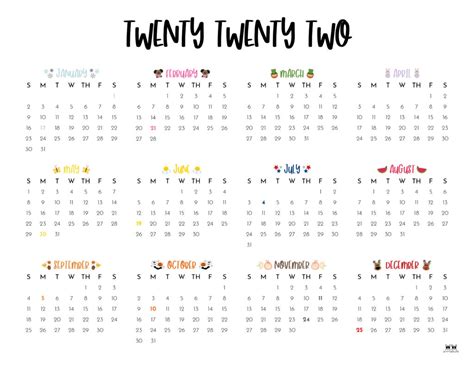printable  yearly calendar