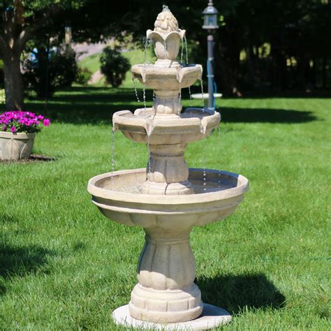 sunnydaze  tier traditional style outdoor water fountain garden
