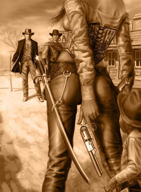 wild west western gunslinger art cowgirl art sexy cowgirl