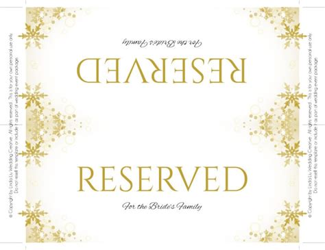 diy printable wedding reserved sign template editable ms etsy