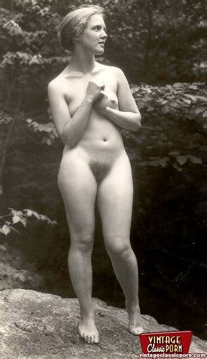 several vintage girlies showing their hairy tight beavers ass point