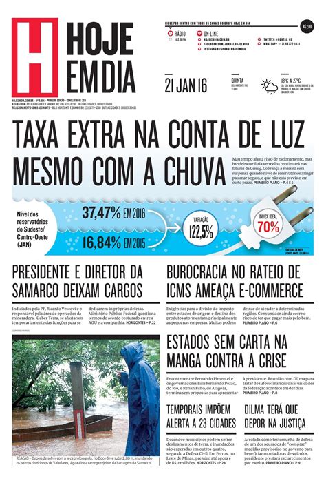 capa do dia 21 01 2016 hojeemdia jornal notícias news newspaper