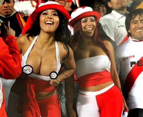 Photographs Of Peru Female Fans Blazing Their Boobs Amid