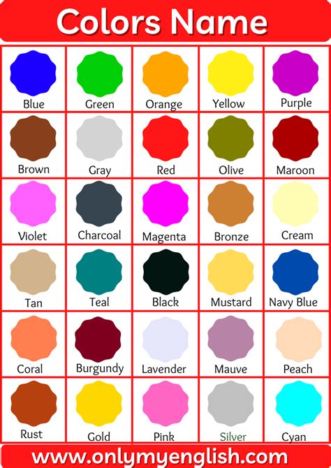 list  colors   image colors   english color