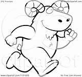 Ram Running Cartoon Clipart Upright Outlined Coloring Vector Thoman Cory Royalty sketch template