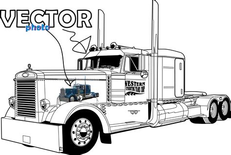 pin  semi truck drawings