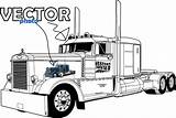 Truck Peterbilt Semi Clipart Clip Vector Drawing Sketch Coloring Trucks Diesel Drawings Pages Line Peterbuilt Custom Big Cool Draw Clipground sketch template