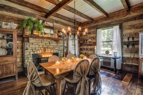 gentry farm log cabin dining room left rustic dining room nashville  pro media tours