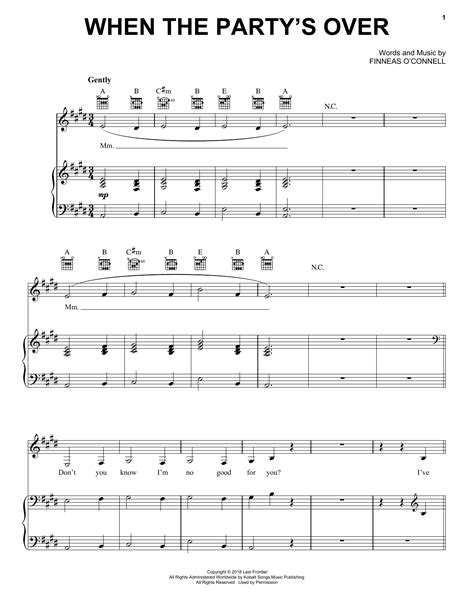 billie eilish   partys  sheet   notes chords pop score piano vocal