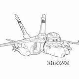 Planes Coloring Disney Bravo Fighter Jet Surpass Dusty Ripslinger Race sketch template