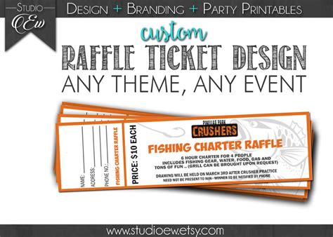 custom raffle ticket design  event  theme fundraiser ticket design raffle fundraising