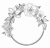 Border Flower Drawing Wreath Coloring Pages Rose Floral Flowers Borders Drawings Draw Color Easy Hand Embroidery Fiori Patterns Outline Drawn sketch template
