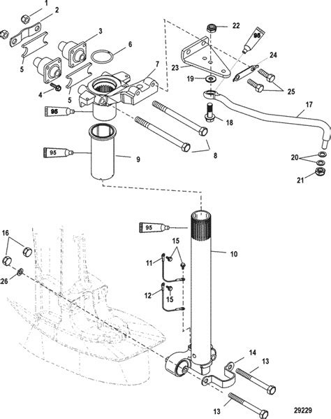 mercury marine  hp efi  cylinder  stroke steering arm parts