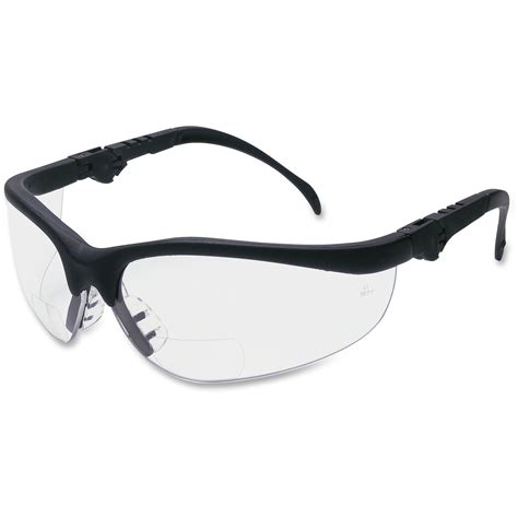 Crews Klondike Plus Magnifier Safety Glasses Black Frame Clear Lens